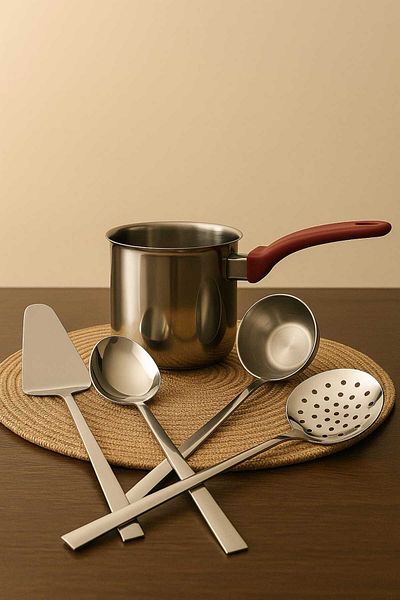 BuMeria 5 Piece Coffee Pot Scoop Colander Set |   Stainless Steel, Stylish and Durable Kitchen Set