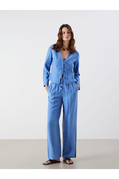 LC Waikiki Nevavm Women's Pants with Elastic Waist and Difference in Color