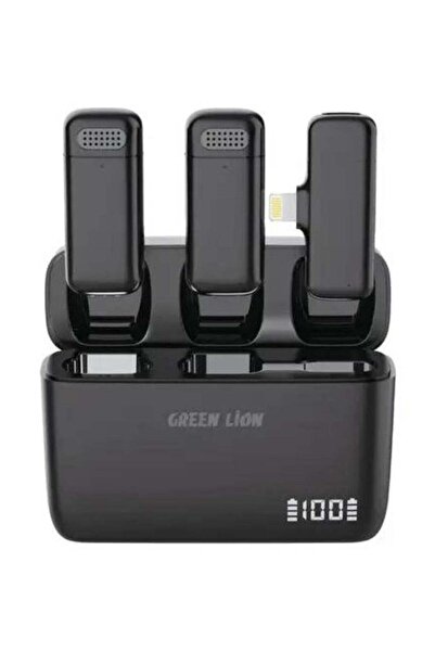 Green Lion ميكروفون لايتنينج لاسلكي Duo Cast - أسود