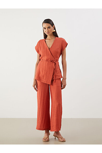 LC Waikiki Peak New Season Elastic Waist Linen Look Women's Trousers