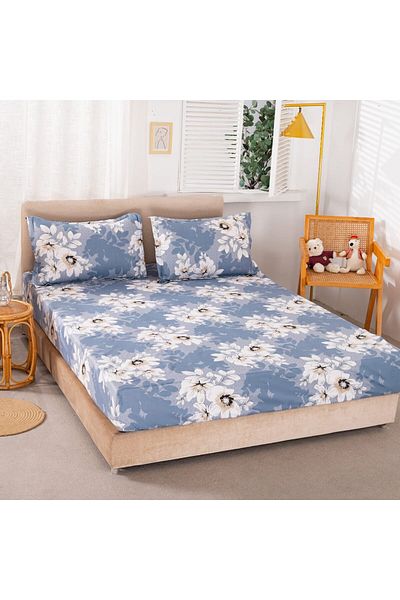 FIONNA.RO Satin Cotton Elastic Pillowcase - Blue