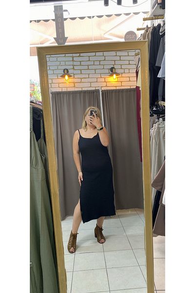 TUBA TOPTAŞ Slit Seersucker Dress