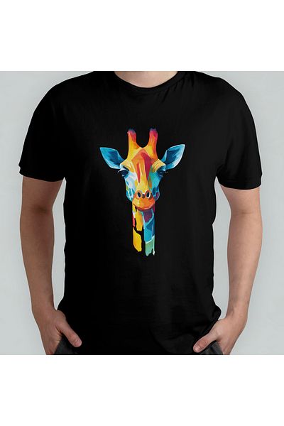Pixxa Cute Giraffe Unisex 100% Cotton Crew Neck T-Shirt