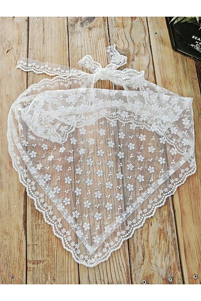 Mufincollection Self-Tie - Lace Fisto Fabric Bandana – Triangle Form, Handmade, Elegant Accessory