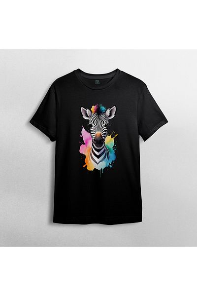 Pixxa Cute Zebra Unisex 100% Cotton Crew Neck T-Shirt Model 2