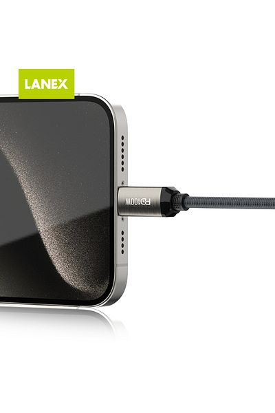 Lanex Lanix LS50CC Braided 1m 100W Fast Charging USB-C to USB-C Cable Compatible with Type-C Devices and iPhone 15-16