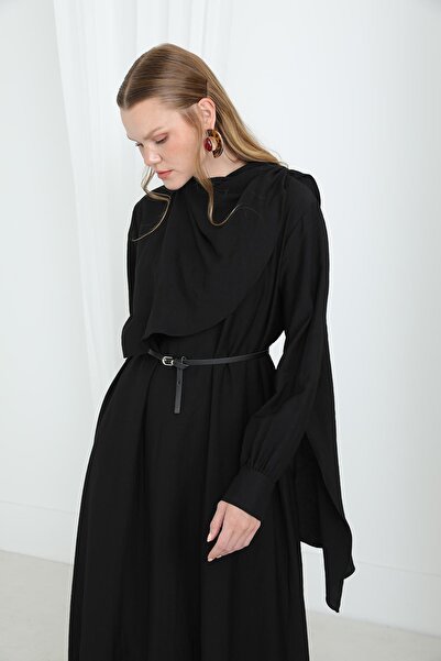 Puane Women's Shawl Collar Belted Long Dress-12629Elb