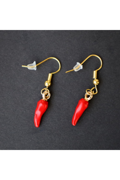 666 Mini Red Pepper Earrings Stainless Steel Attracting Attention Making up the Difference Design