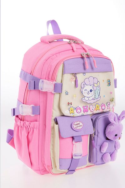 Roxbros Cute Cat Patterned 3-Piece Girls' School Bag Set - Primary School Bag with Pen Holder and Thermal Nutrition