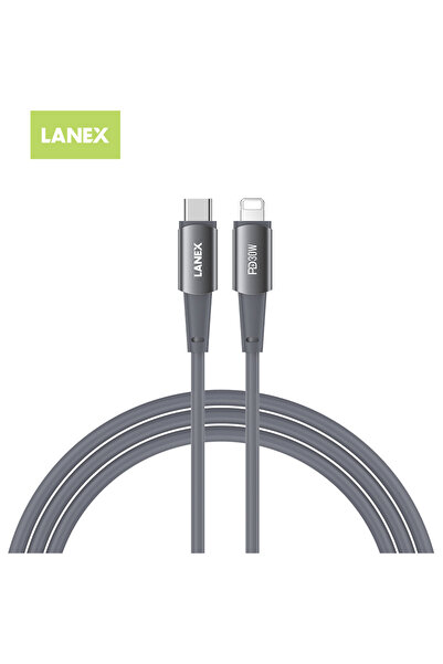 Lanex Lanix LS55CL Silicone Cable 1.5m, 30W PD Fast Charging, USB-C to Lightning, Compatible with iPhone and iPad