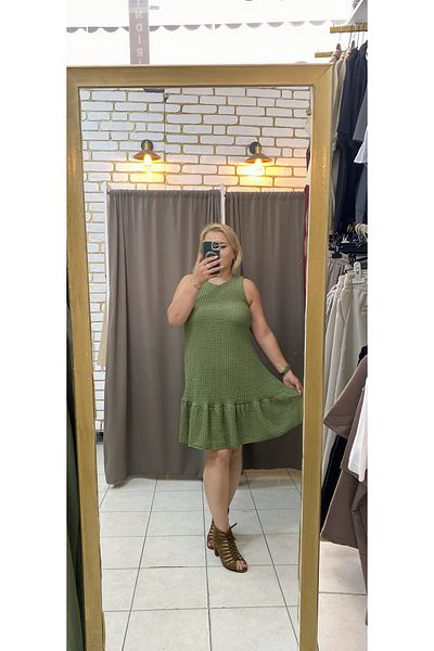 TUBA TOPTAŞ Firfirli Seersucker Dress