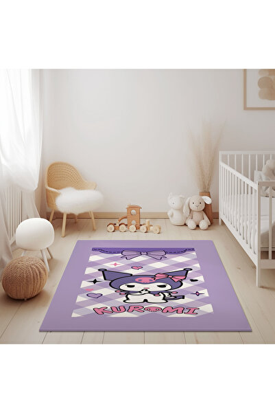 Şen Dekorasyon Ekose ve Kuromi Çocuk Halısı