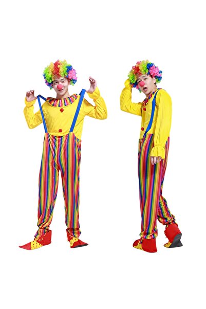 China Bazaar Palyaço Kostümü Tulum ve Peruk, Tek Beden - Doğum Günü, Clown, B...