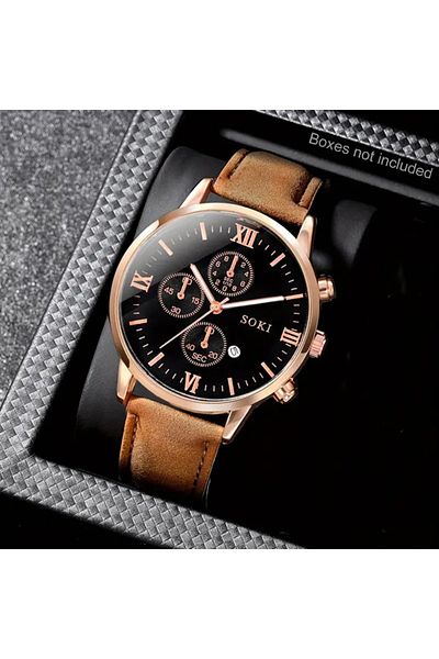 Feronnucci Men's Wristwatch Black Dial Rose Gold St-604