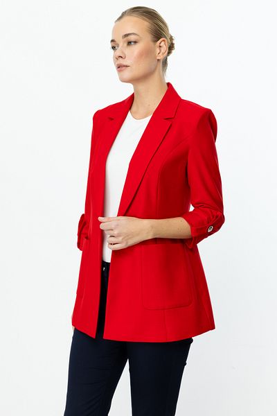 Ekol Women's Epaulette Bag Pocket Jacket 4130 Red