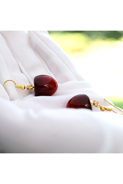 666 Mini Kırmızı Kiraz Küpe Paslanmaz Çelik Dikkat Çeken Fark Oluşturan Bir Çift Meyve tanesi