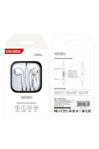 REDz Accessories Căști cu fir Type-C KSC-144, compatibile cu iPhone 15/16/17 și Android, 1.2M, albe
