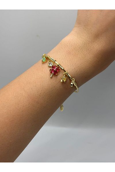 MyladyAccessoriess Clover Detail Charm Colorful Handcuffs (Steel)