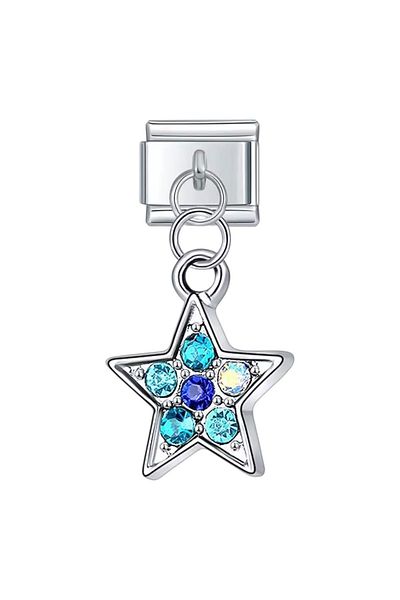 Dumledo Sparkling Blue Star Steel Italian Charm