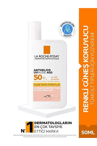 LAROCHEPOSA Anthelios Invisible Fluid Tinted Sunscreen, High Protection SPF50, Normal/Combination Skin 50ml