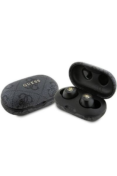 REDz Accessories Căști wireless Guess + stație de încărcare Bluetooth TWS, Metal 4G, Negru