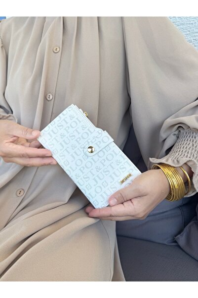 Just Polo محفظة نسائية بيضاء متعددة العيون مع حجرة للعملات المعدنية والبطاقات