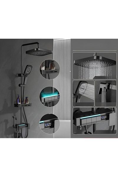 SMART GADGETS C&A Smart Shower Column with LED Display, Thermostatic Control, 4 Spray Modes, Air Injection Technology,