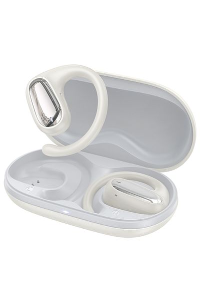 REDz Accessories Căști Bluetooth Hoco EA4 Open-Ear, capacitate 500mAh, autonomie baterie 6 ore, ergonomice, culoare crem