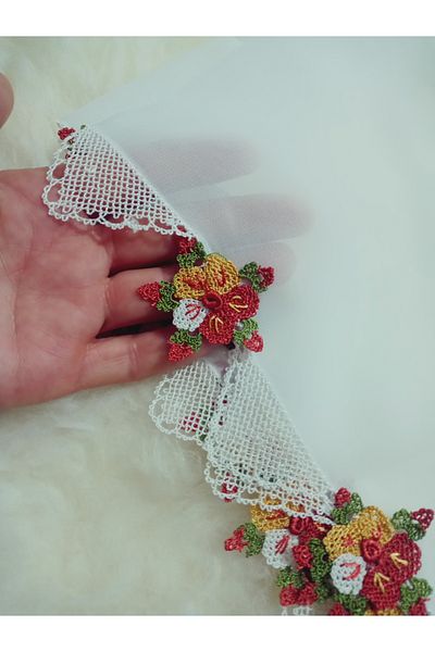 hoaryage Handmade Heavy Needle Embroidered Prayer Cover, Mevlüt Headscarf, Imam Wedding Cover Crepe Fabric