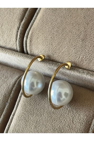 Rupen Kraft 316 L Surgical Steel Stylish Steel Earrings with Pearl