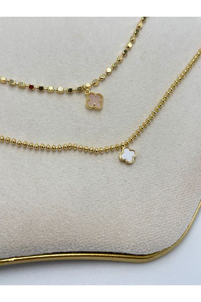 MyladyAccessoriess Clover Charm Steel Anklet Pink