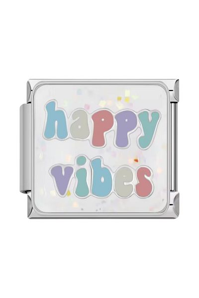 Dumledo Colorful Happy Vibes Italian Charm in Steel