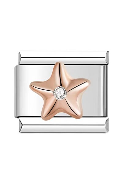 Dumledo Rose Starfish Steel Italian Charm with Stones