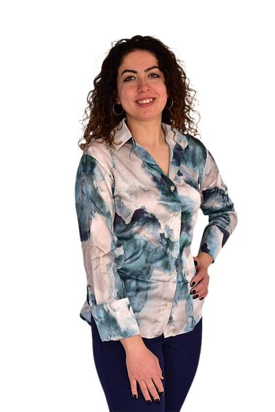 BAGLAN Women's Satin Long Sleeve Shirt Bgl-St04211