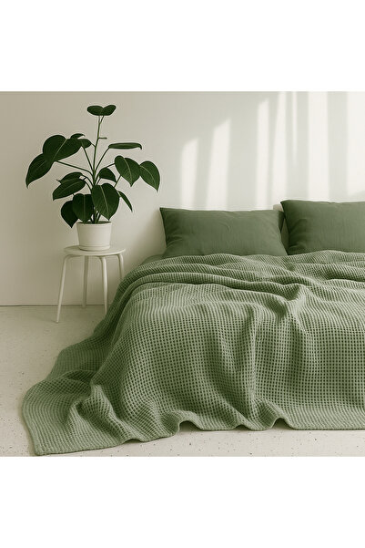 Bhoota Home Waffle Çift Kişilik Yatak Örtüsü Seti %100 Pamuk Battal Boy, Nefes Alabilir Yapı, 230x240cm