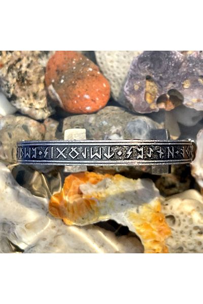 Viking Vegvisir Runic Alphabet Tarnish&Rustproof Adjustable Steel Bracelet