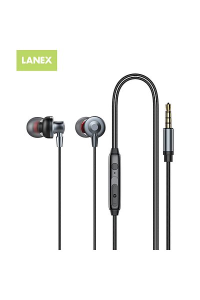 Lanex Lankeys LE11 Stereo Noise Cancelling Earphone with Microphone, 3.5mm Jack, 120cm, Black