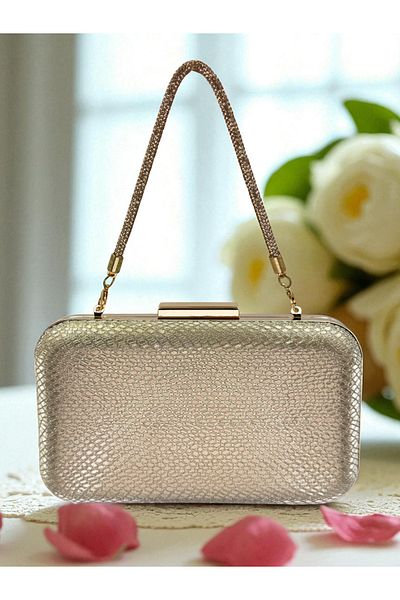 Biçanta Gold Gold Gold Color Laser Snake Pattern Evening Dress Bag Night Wedding Wedding Engagement Graduation Portfolio