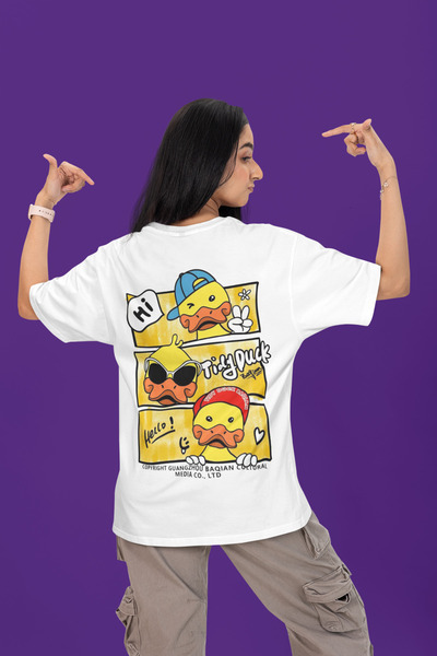 MAGORS Smešna unisex majica Tidy Duck Oversize kroj kroj 100% pamuk Mekane te...