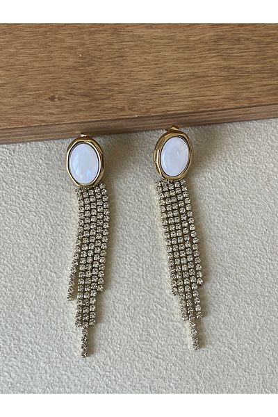 Rupen Kraft 316 L Surgical Steel Stone Dangle Zircon Stone Evening Dress Steel Earrings