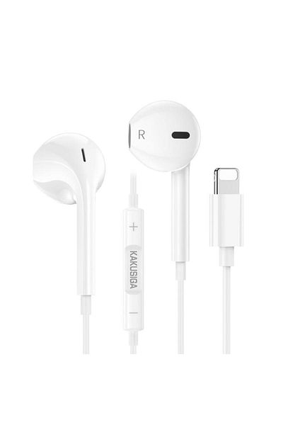 REDz Accessories Headphones with Lightning Cable, KSC-1299, iPhone Compatible, Microphone and Volume Control, White