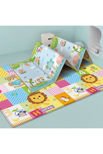 LUDIRO Foldable 2-Sided Foam Rug, 180x150 cm, Numbers and Letters, Thermally Insulated, Waterproof