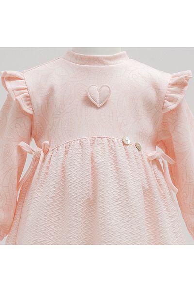 Caramell 100% Cotton Baby Girl Dress with Ruffle Heart Detail (1-12 Months)