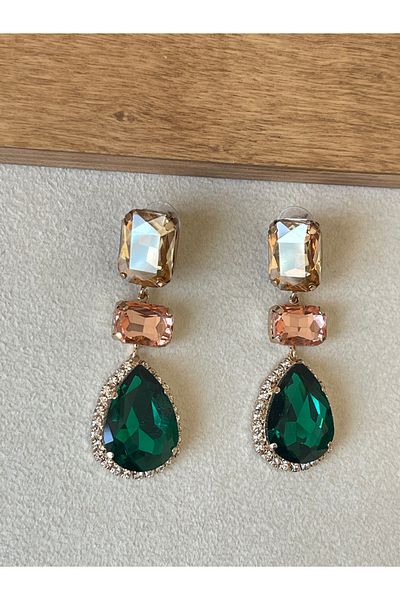 Rupen Kraft Shiny zircon stone big size design evening earrings