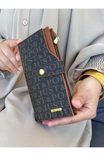 Just Polo Women's Brown Taba Multi-Eye Wallet with Coin and Card Compartments