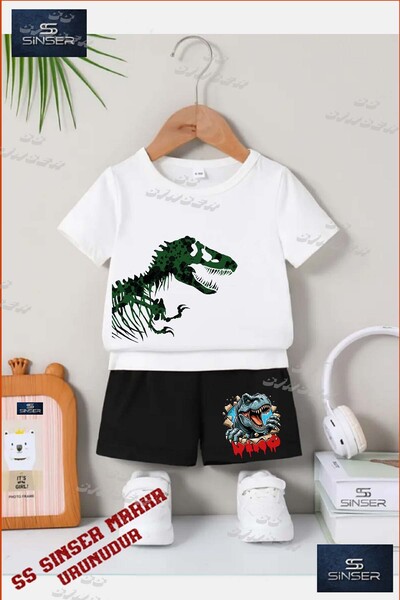 SS SİNSER Tricou cu gât rotund cu imprimeu special pentru copii UNISEX „DINOS...