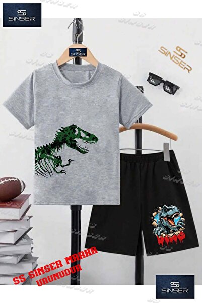 SS SİNSER Tricou cu gât rotund cu imprimeu special pentru copii UNISEX „DINOS...