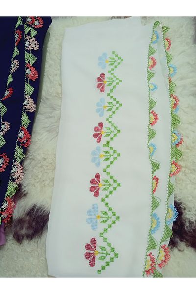 hoaryage Handmade Embroidery Embroidered Needle Embroidered Prayer Cover Dowry Holder Mevlit Hijab Crepe Fabric 145X75 cm