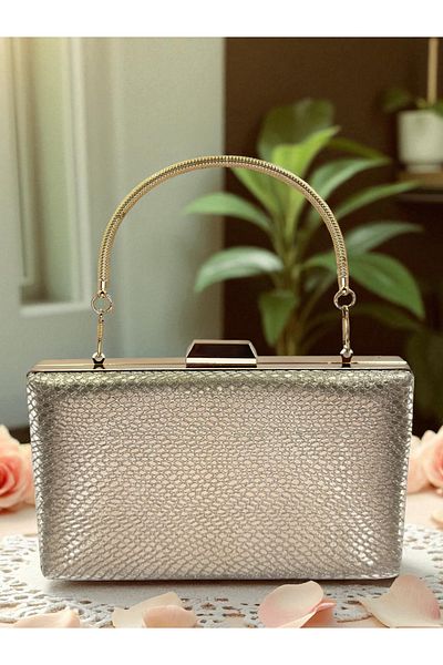 Biçanta Gold Color Laser Snake Pattern Women's Evening Dress Bag Evening Bag Wedding Engagement Portfolio