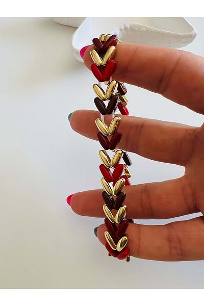 ACAR TAKI Red Color V Bracelet with Flexible Miscinel Acr5686